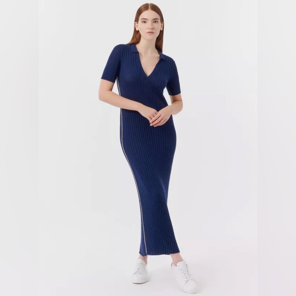 ATM Anthony Thomas Melillo Navy Blue Ribbed Dress